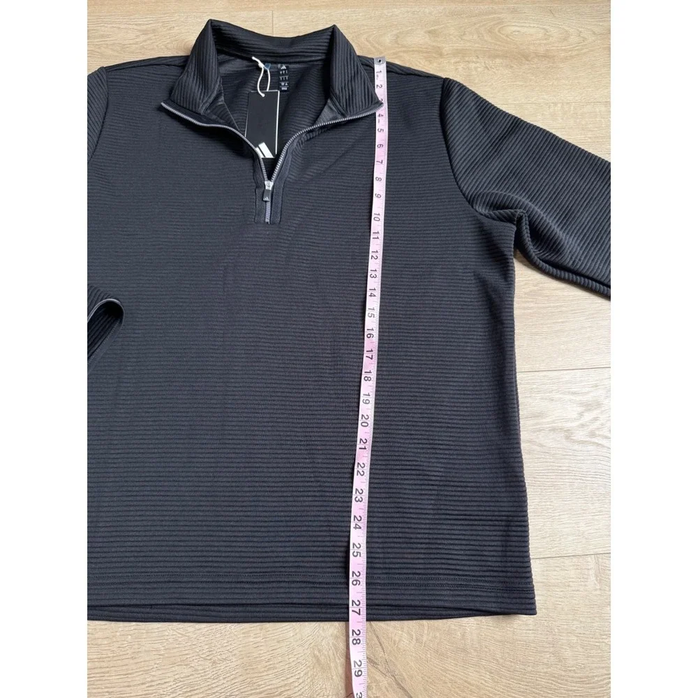 NWT Mens Adidas golf long sleeve ribbed sweatshirt 1/4 quarter zip black L $75